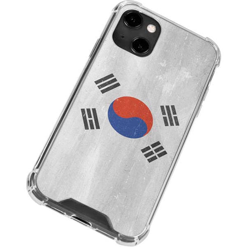 South Korean Flag Distressed iPhone 14 Clear Case